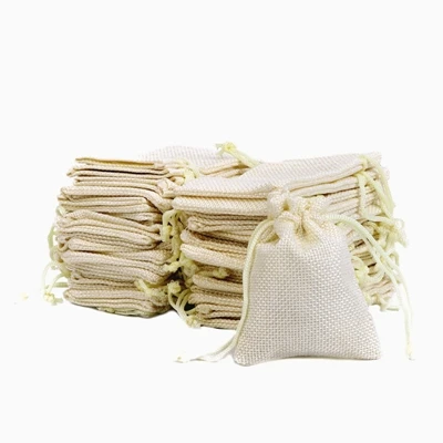 50 шт. винтажный натуральный джут Hessian Drawstring мешок мешковины свадебный подарок мешок E65B - Цвет: White