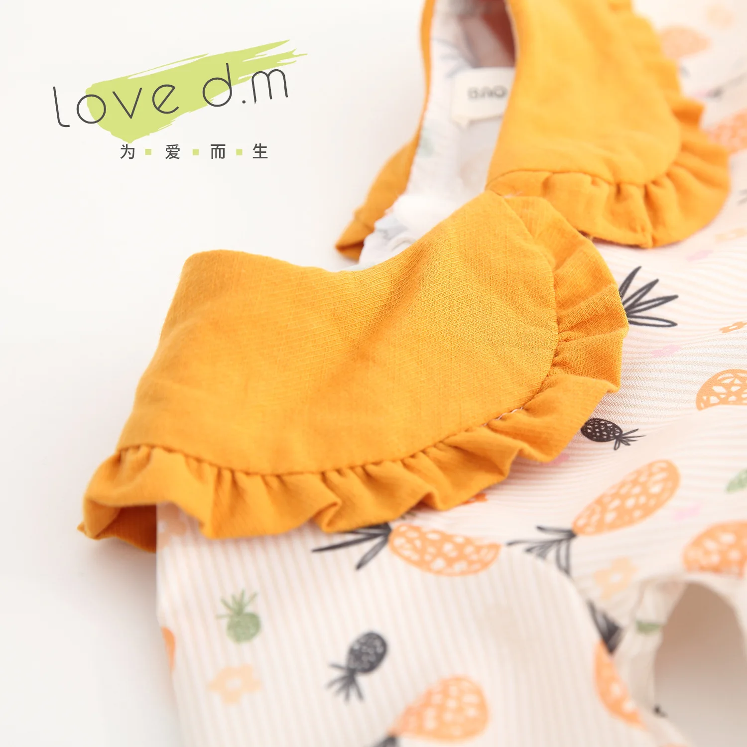 

Childrenswear 2019 Baby Girls Peter Pan Collar Pineapple Joint Mesh Dress Long Sleeve Full Body Dress Dq026