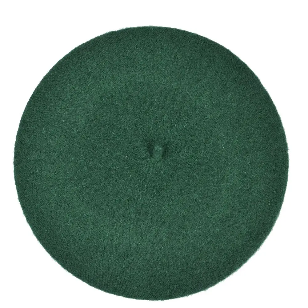 Green Женский берет, простая шапка, шапка бини, шерстяная теплая зимняя шапка, берет для женщин, женские шапки, шапка s, Рождественская шапка s, французский стиль, винтажная 4 - Цвет: Green