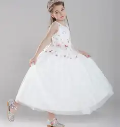 Платье для девочек платье принцессы для девочек, белая пышная вуаль с вышивкой, Детские платья для девочек, детское платье От 3 до 12 лет, AS8035