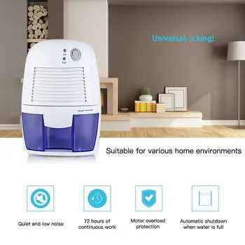 

Home Dehumidifier Semiconductor Mini Moisture Absorber Air Dryer Desiccant 500ML Water Tank for Cabinet Office Kitchen Bedroom