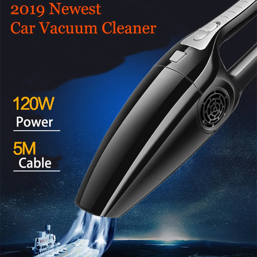 Car Vacuum Cleaner with LED Light, DC12-Volt Wet/Dry Portable Handheld Auto Vacuum Cleaner for Car, 5 Meters Cord