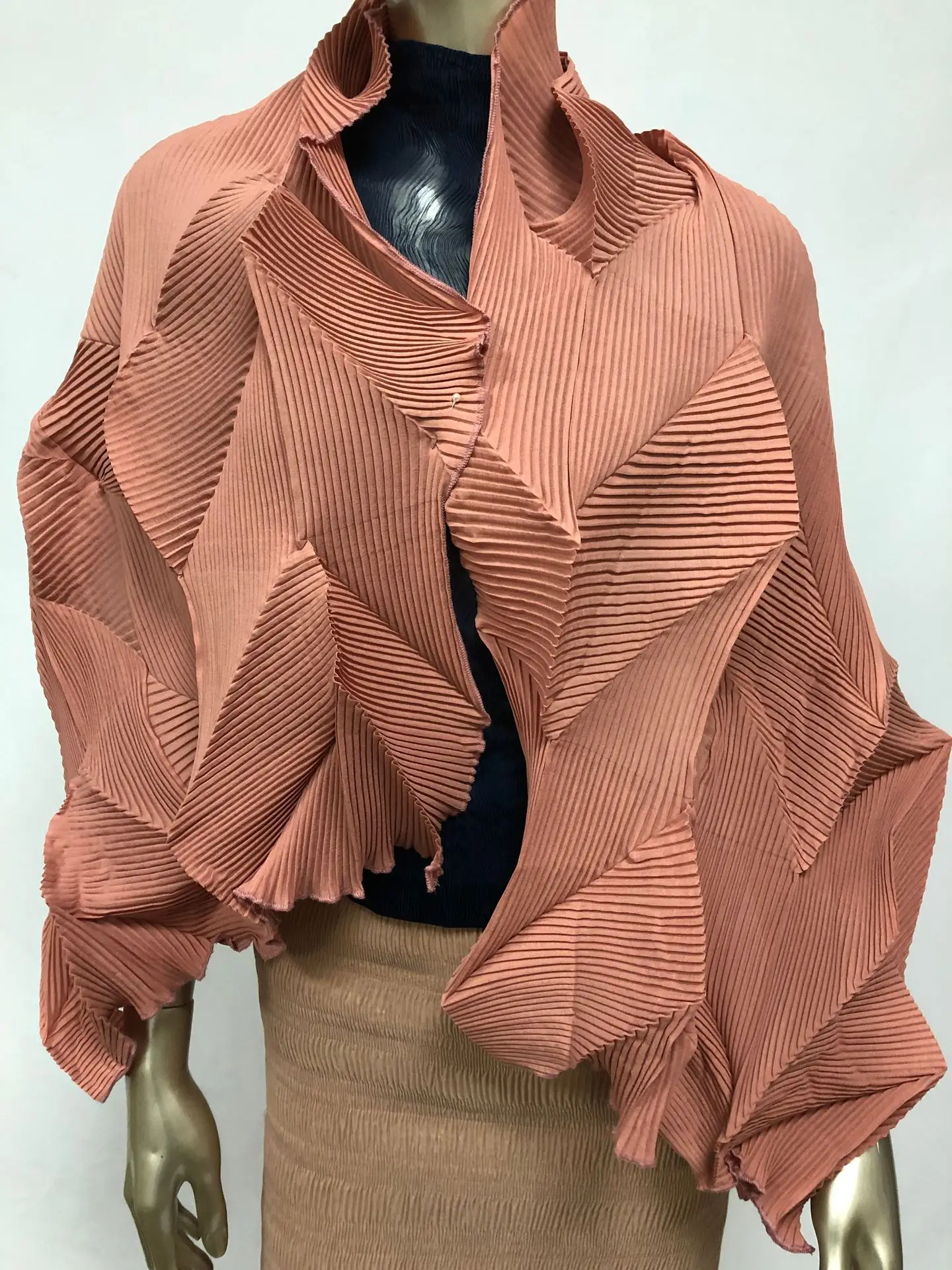 Розовый Miyake плиссированный шарф Алмазный гофрированный шарф модный складной легкий и трехмерный шарф - Цвет: Розовый