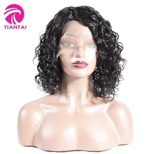Волна воды парик короткие боб парик слева л часть коротких человеческих волос, парики, кружева для женщины бразильский Волосы remy 250 плотность TIANTAI