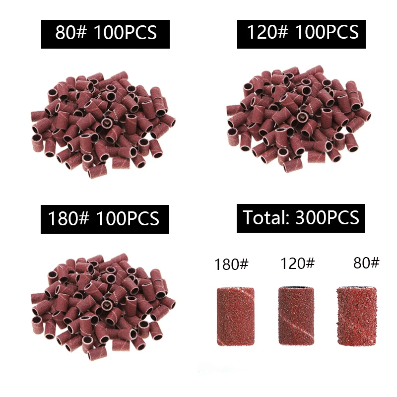 300PCS sanding bands 1 комплект, 5 В, USB, один низкоскоростной электрический сверлильный станок для ногтей, маникюрный станок, пилка для дизайна ногтей, инструмент для сверления ногтей, аппарат для педикюра - Цвет: 300PCS sanding bands