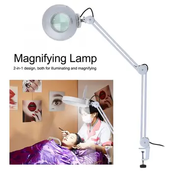 

8X Illuminated Desktop Magnifying LED Lamp with Clamp Swivel Arm Reading Medical Beauty EU 220V Facial Care