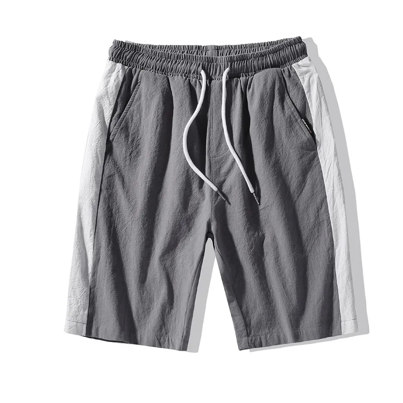Хлопковые летние шорты, мужские тонкие спортивные Pants-5XL, свободные и большие размеры, Мужские Короткие Шорты, бриджи - Цвет: Серый