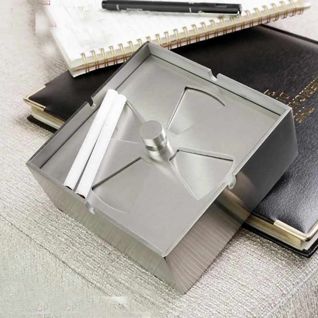 Ashtray Home Lightweight Creative Ashtray Stainless Steel High Temperature Resistant Drop Resistant Round Design Ashtray W108