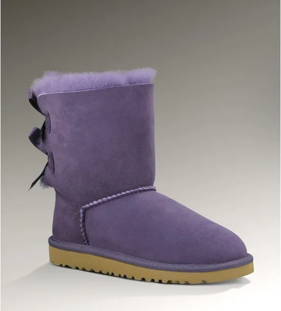 purple HKUGC/Брендовые женские ботинки; короткие кожаные зимние ботинки с двумя бантиками; женские теплые зимние ботинки; женская обувь; - Цвет: purple