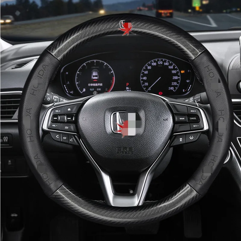 ManH FenT углеродное волокно коровья кожа Чехол рулевого колеса автомобиля для Honda Civic CRV BRV Fit Jazz Accord City Freed Mobilio Stream