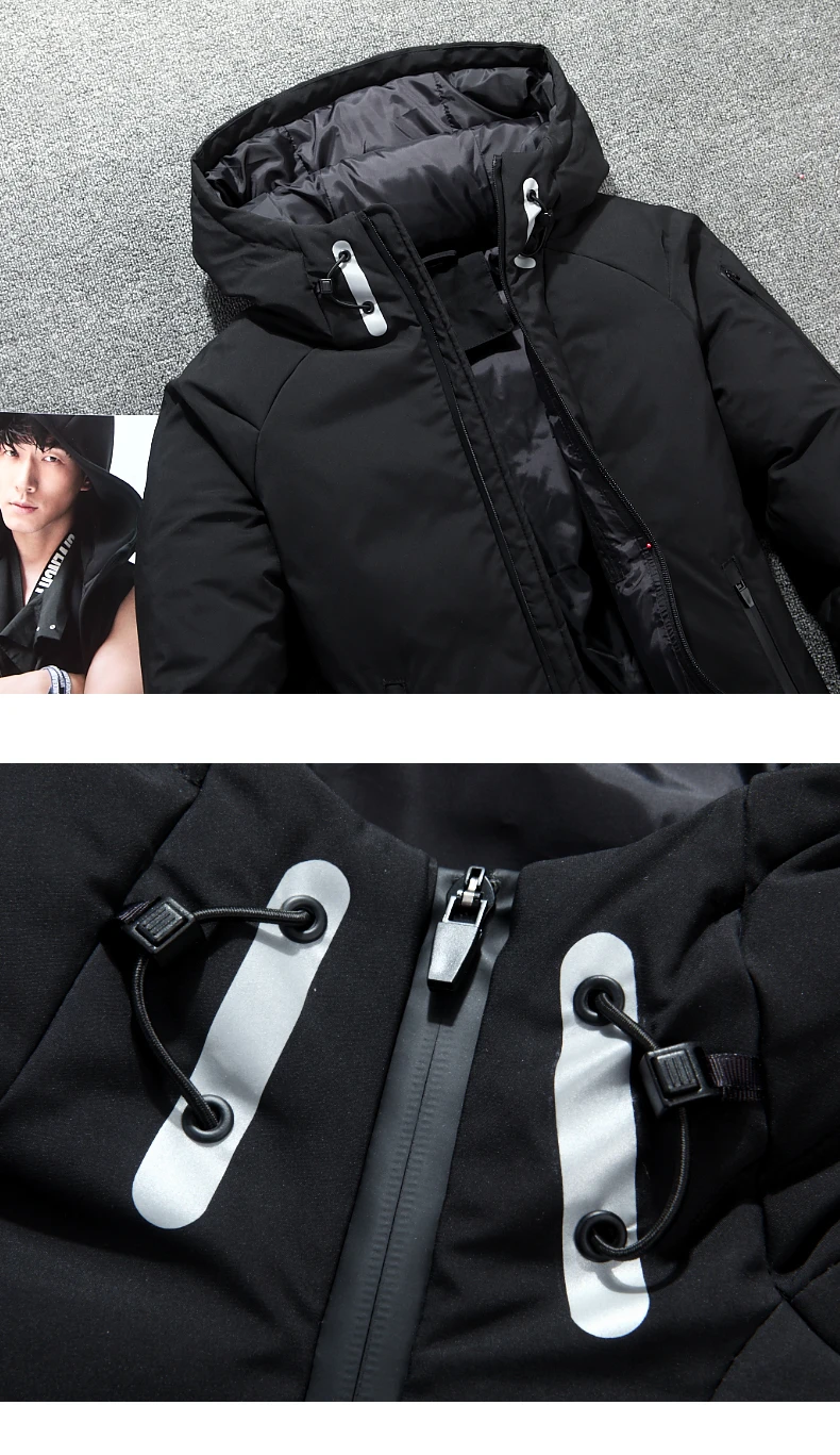 New Thick Down Coat Men Coat Winter Jacket Warm Thicken Hooded Overcoat Comfortable Male Solid Color Waterproof Windproof