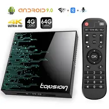 Android tv Box 9,0 4GB 64GB 4K H.265 медиаплеер 3D видео Google Assistant Netflix 2,4G 5GHz Wifi Bluetooth Smart tv Box