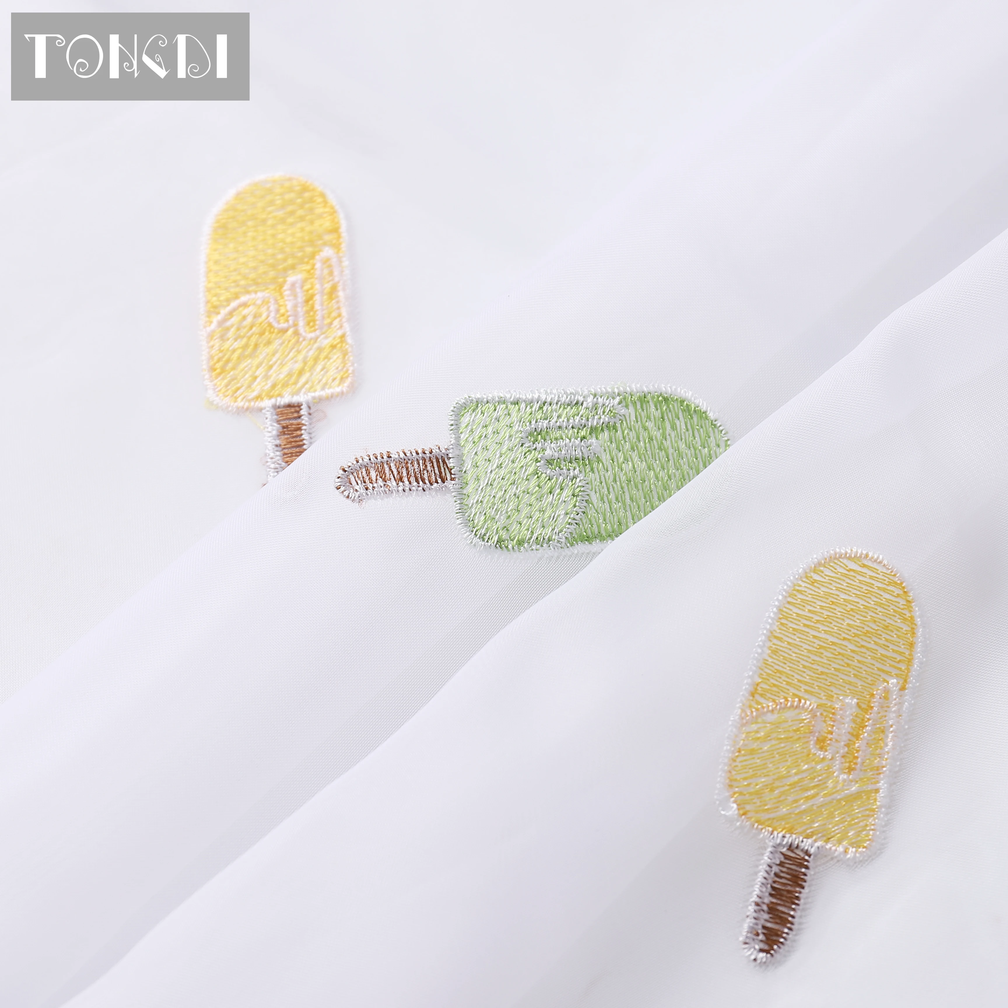 TONGDI домашние кухонные шторы с рисунком кремового торта, пасторальная вышивка, Белый Тюль, балдахин, украшение для окна, кухни, столовой