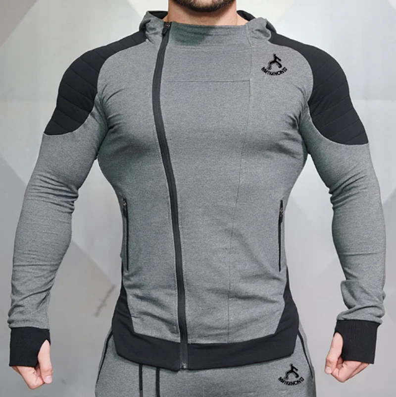 Новые спортивные тренажеры фитнес мужские толстовки бодибилдинг Slim Fit тренировки мужские толстовки Спортивная одежда для бега мужское худи дропшиппинг - Цвет: Серый