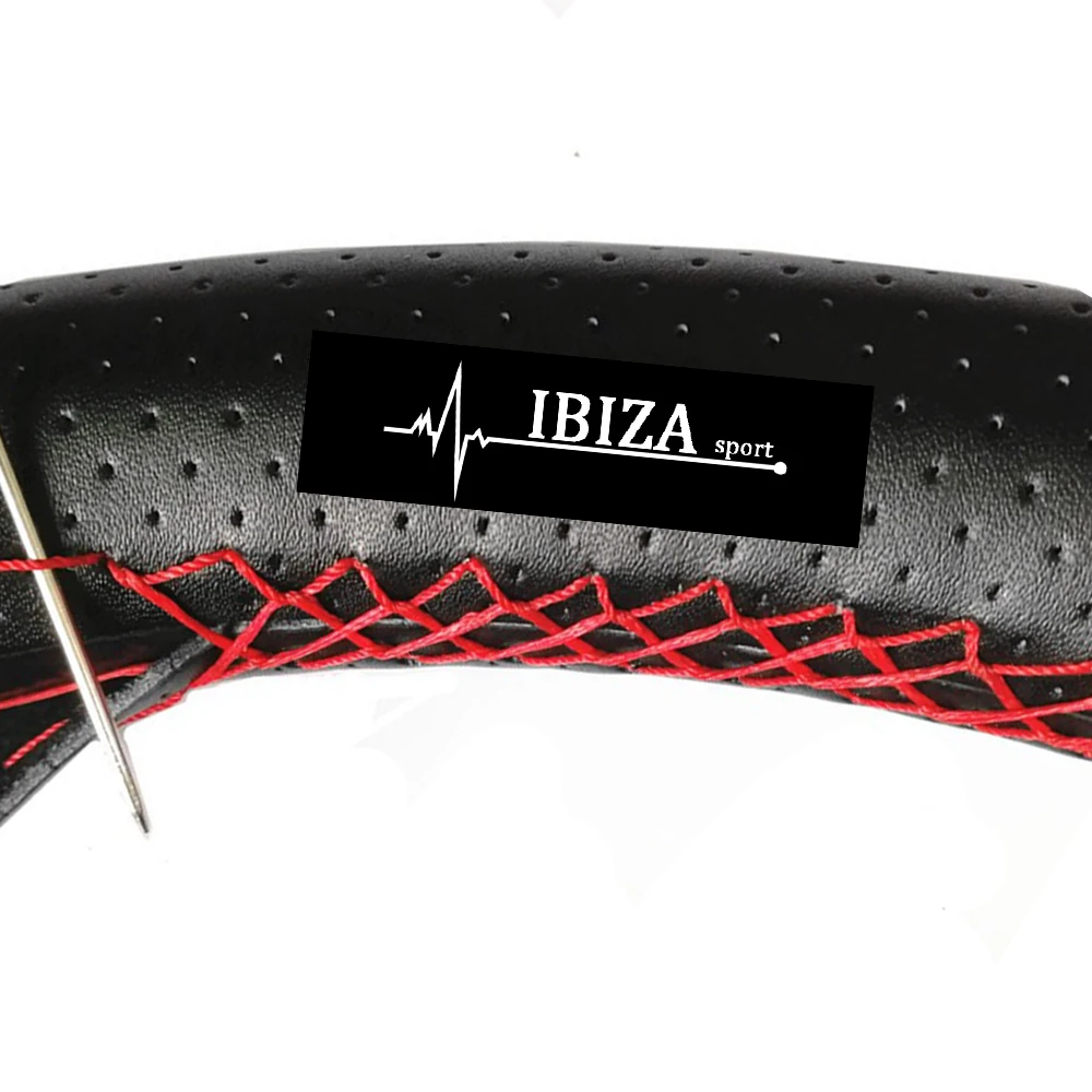 Кожаный чехол рулевого колеса автомобиля для сиденья ibiza 6j 6l fr запчасти авто тиснение рулевое колесо покрытие автомобиля аксессуары для укладки