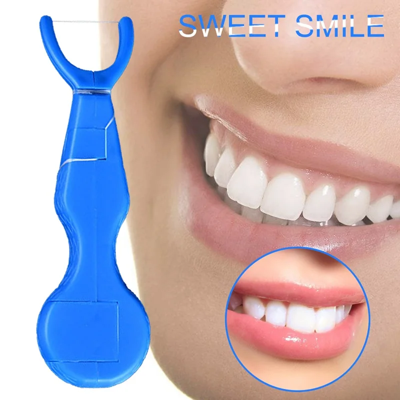 

1Set Dental Teeth Clean Wax Dental Floss Stick Toothpick Tooth tool blue