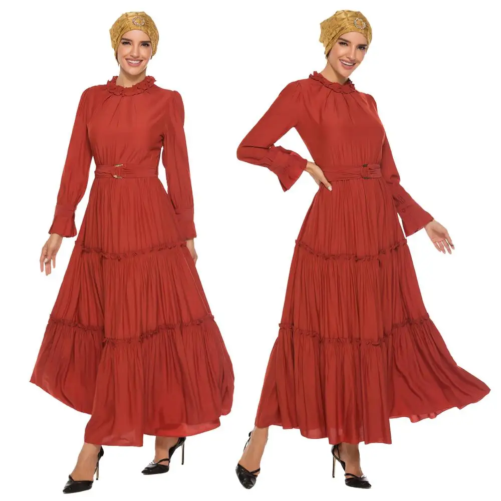 Женское длинное платье абайя в мусульманском стиле плиссированное Макси Платье