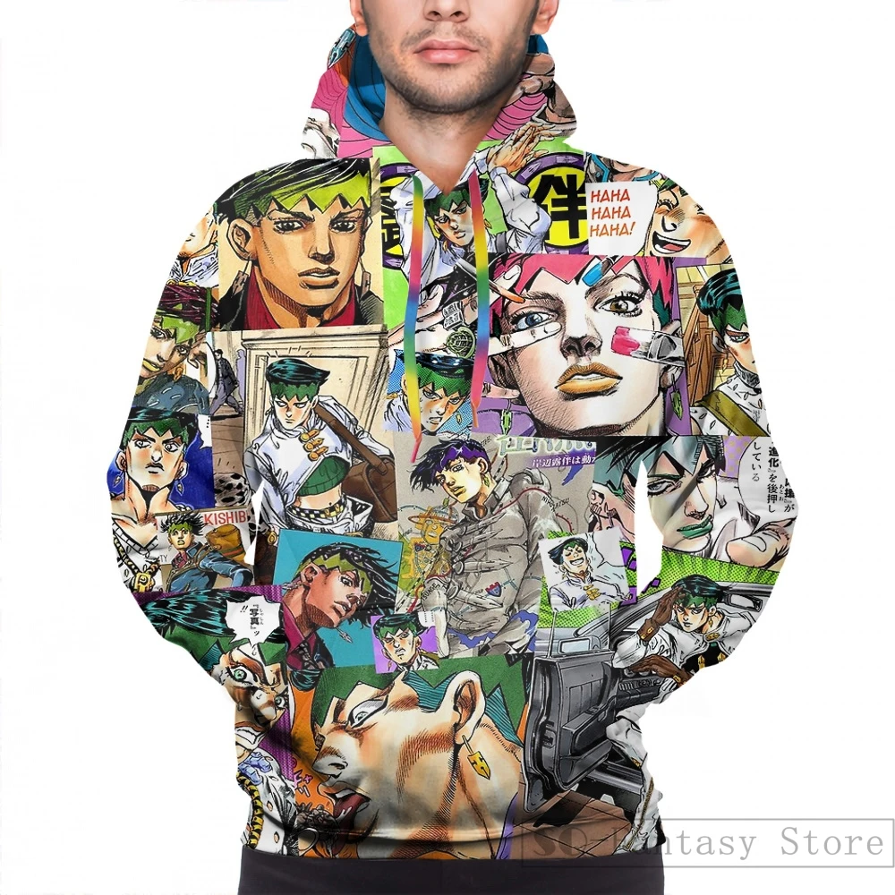 Мужские толстовки, свитшоты для женщин, забавная Толстовка JJBA-Rohan Kishibe-Collage с принтом, повседневная одежда
