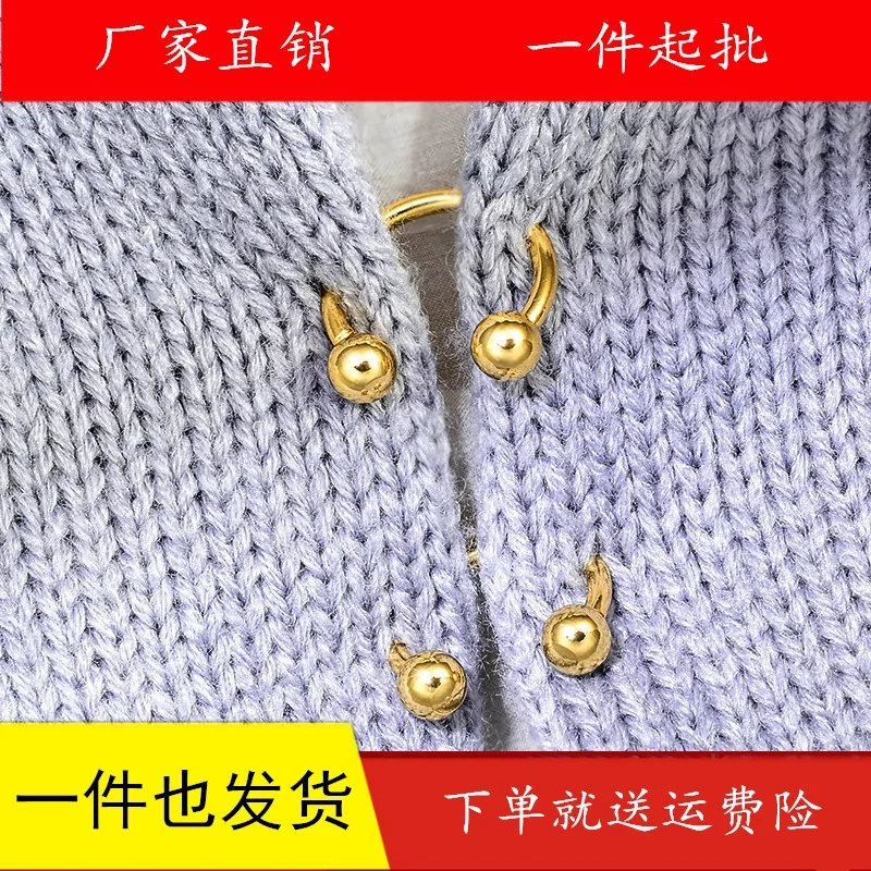 

New Style Simple Small C Sweater Cuff Spiral Buckle Cardigan Small Brooch Women's A- line Pearl Clasp U-Shaped Shirt Cufflinks