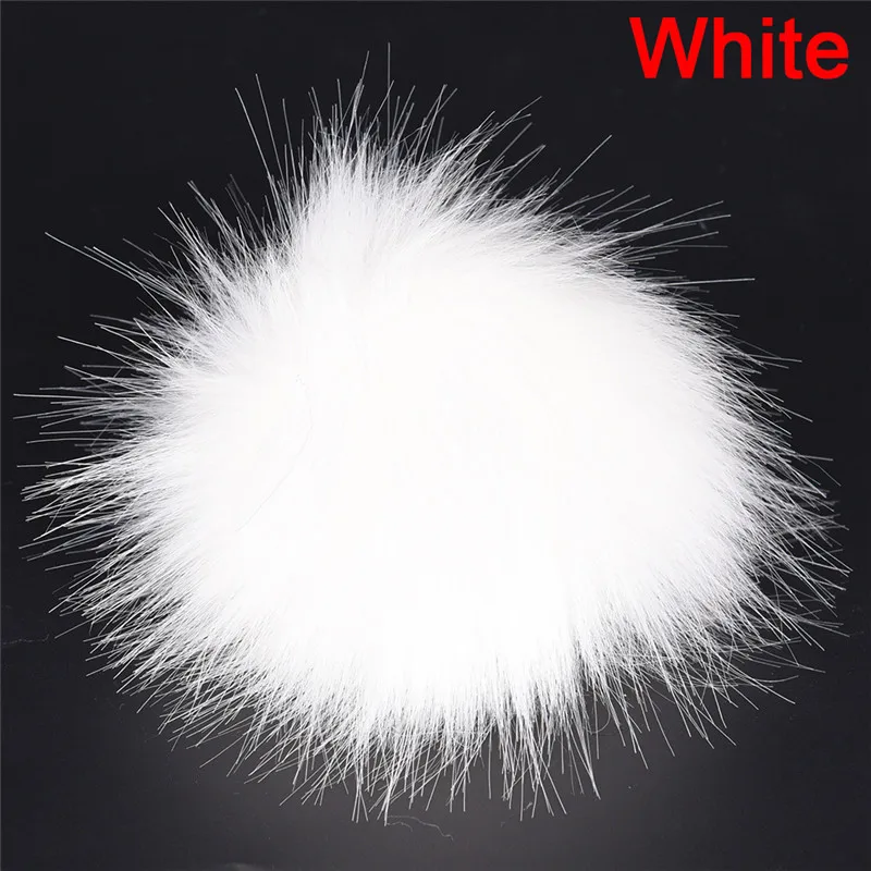 White 10 см/3,9 дюйма DIY помпоны из искусственного меха брелок пушистый помпон с эластичной петлей для шляп брелок аксессуары - Цвет: White