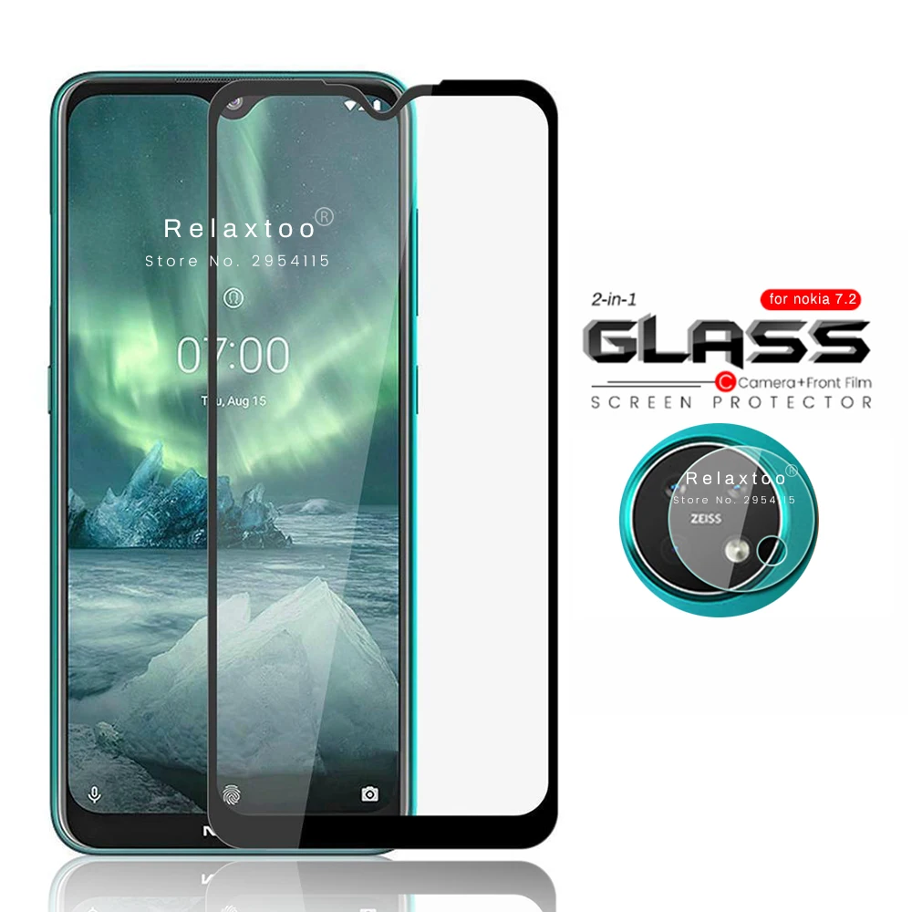

2-in-1 camera lens tempered glass protector for nokia 7.2 protective glass on nokia7.2 nokai 7.2 armored tremp film protection