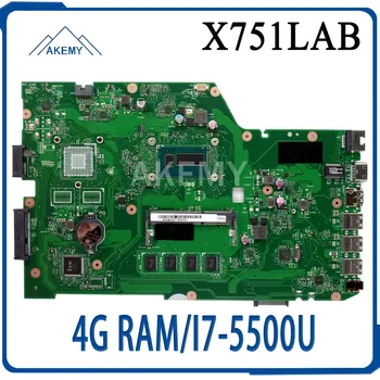 

X751LAB MAIN_BD._4G/I7-5500U Mainboard REV 2.5 For Asus X751L X751LAB R752L R752LD R752LN X751LD X751LJ DDR3 Laptop motherboard