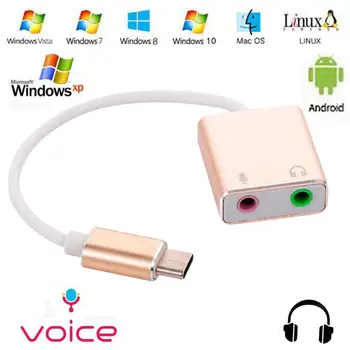 

7.1 External HIFI Magic Voice Sound Card Type C to 3.5mm Jack Audio Adapter For Earphone Micphone for Macbook Computer Laptop PC