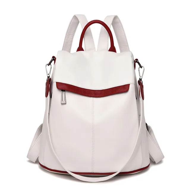 Анти-кражи Для женщин рюкзак «3 в 1» из мягкой кожи сумки на плечо для Для женщин большой Ёмкость школьная книг женская сумка Mochila - Цвет: White