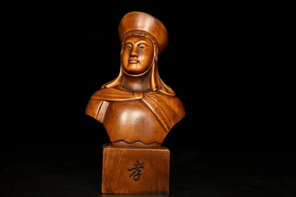 

5" China Lucky Seikos Boxwood Xu Shu Statue Celebrities in the Three Kingdoms Period Honoring representatives of the elderly