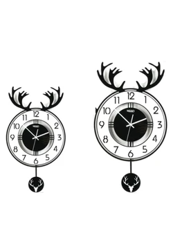 

Nordic net red deer head clock wall clock creative home clock living room fashion simple decorative wall quartz clock