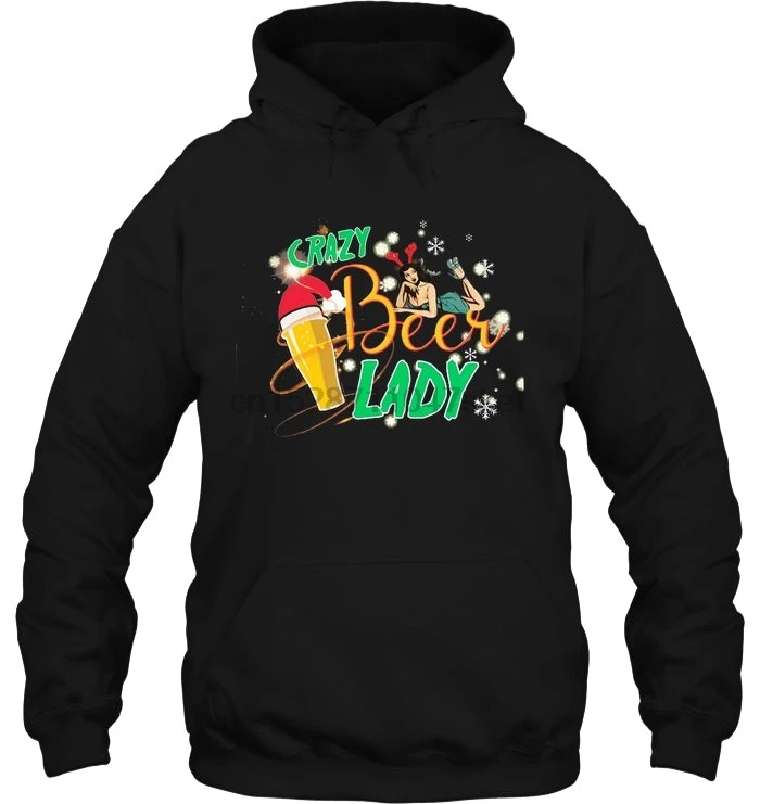 Мужская толстовка с капюшоном Crazy Beer Lady-Рождественская версия женская уличная одежда