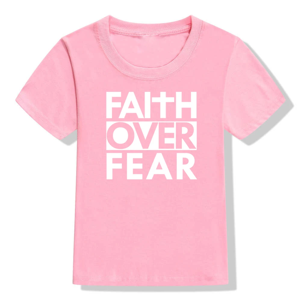 41V2-KSTPK- Faith Over Fear летняя детская футболка унисекс футболка со смешным буквенным принтом детская футболка Костюмы для мальчиков и девочек короткий рукав модные топы - Цвет: 41V2-KSTPK-