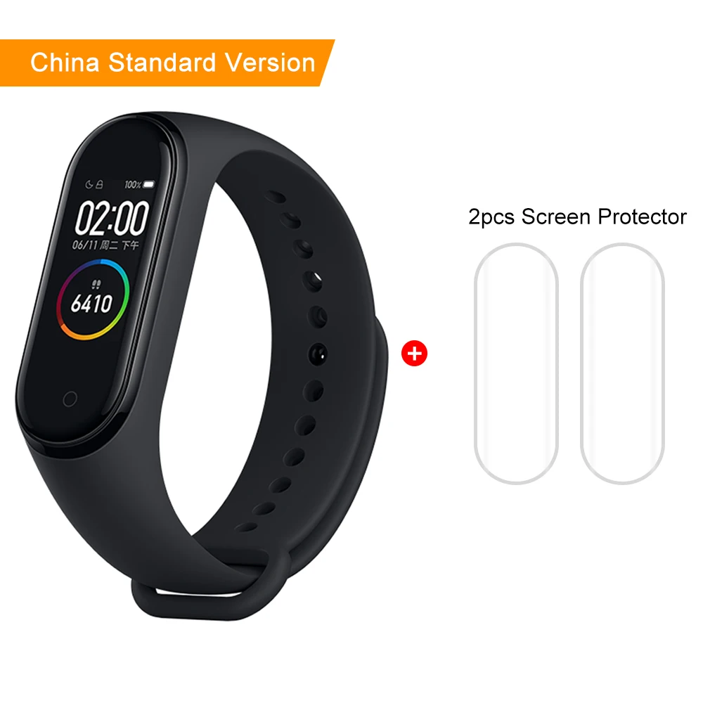 In stock Original Xiaomi Mi Band 4 Smart Watch Mi Band 4 Global Version Fitness Heart Rate Music Wristband Ship in 24 hours - Цвет: CN add Screen Film