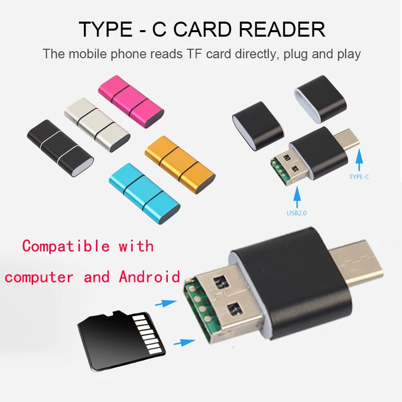 Новый 2 в 1 USB Type C к Micro SD TF кардридер OTG адаптер для ПК ноутбука Android Smart Phone конвертер