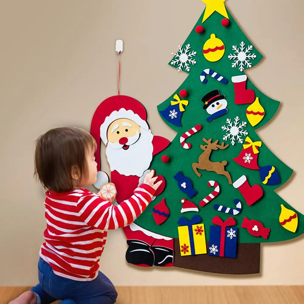 Without light DIY войлочное украшение для рождественской елки, снеговика, 5 м, 50 светодиодов, светильник, новогодняя Детская игрушка, рождественские подарки, войлочный Снеговик своими руками - Цвет: Without light