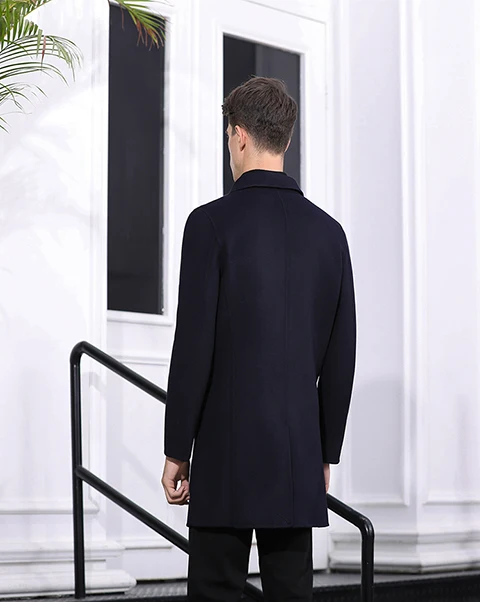 Men's Young Wool Blends Jackets Coats Fashion Long Section Trench Jackets Slim Business Casual Winter Warm Overcoat Parka