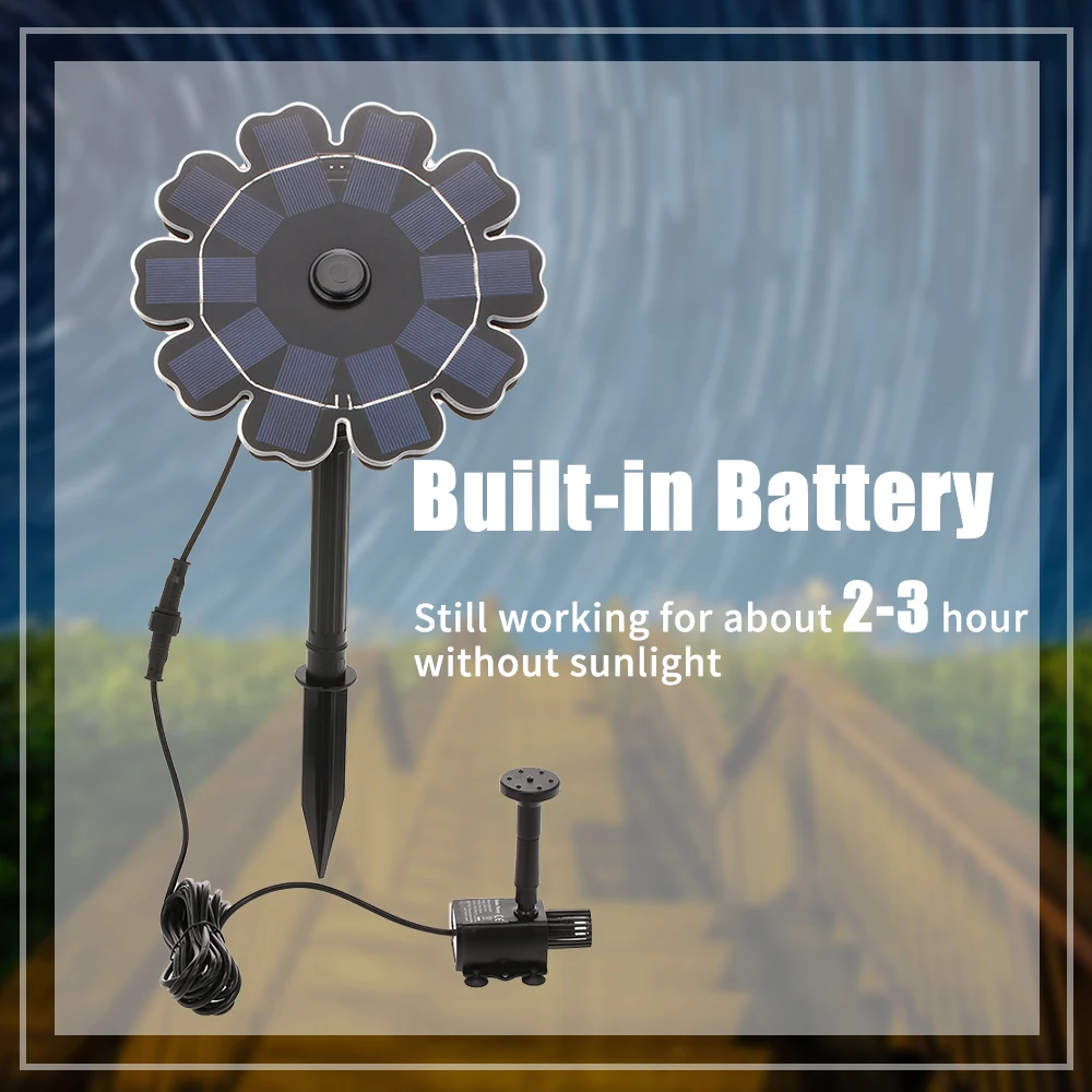 

Hot New Solar Fountain Pump for Bird Bath Flower Shaped 7.7" Solar Panel with Stake 2.5W Solar Powered Sprinkler Water Pump for