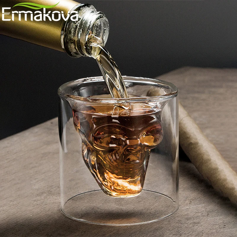 Стакан ERMAKOVA из 4 предметов с черепом стеклянный стакан для виски кружка вина