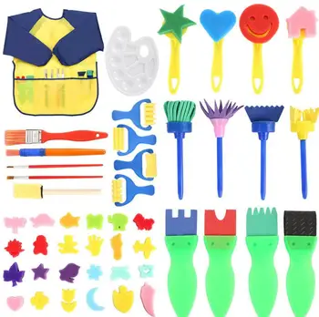 

Painting sponge brush tool set Early education DIY graffiti seal tool 47 sets of children's art supplies