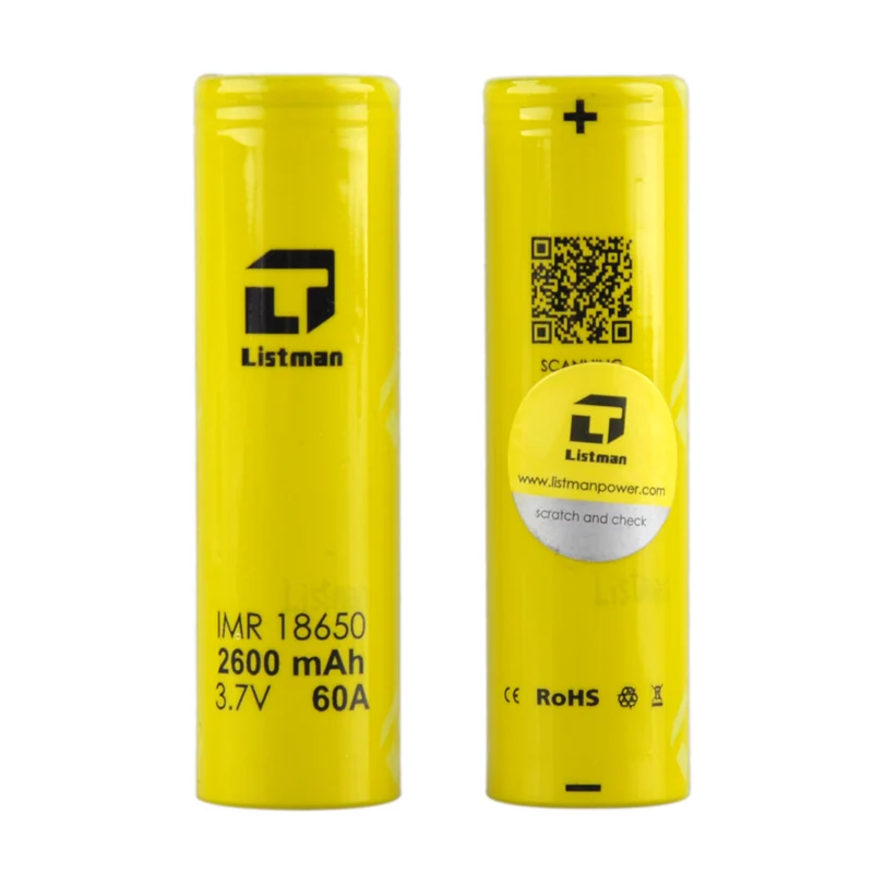 Vape батарея Listman IMR 18650 батарея 3,7 V 60A 2600mAh литий-ионная аккумуляторная батарея для бокс мод для электронных сигарет вейпер
