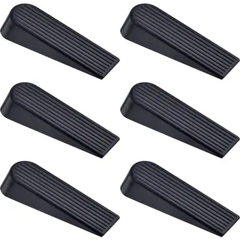 

6 Pack Door Stop Wedges Black Rubber Door Stoppers for Home and Office
