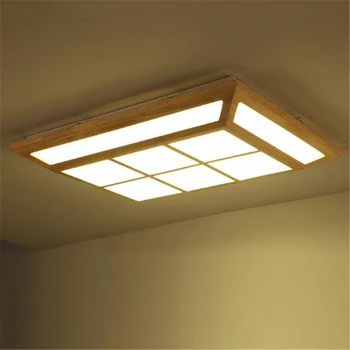 

Nordic LED Wood Cube Living Room Ceiling LAMP Square Lattice Japanese Style Solid Wood Lamp for Bedroom Decor Free Shipping IWP