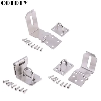 

Stainless Steel Hasp Lock Anti-theft Door Clamp 90 Degree Shed Latch Security Padlock