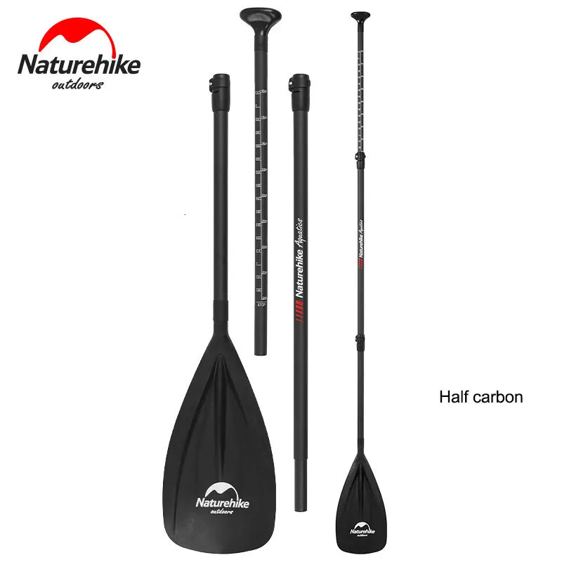 Halfcarbon Naturehike высокое качество три секции углеродного волокна SUP весло Регулируемый алюминиевый сплав весла для катания на водных лыжах лодка доска для серфинга весло - Цвет: Halfcarbon