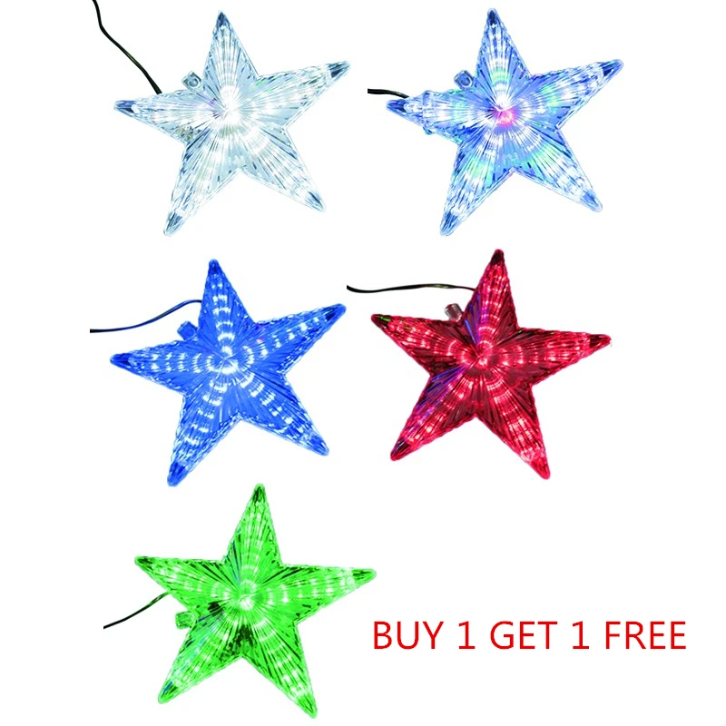BUY 1 GET FREE LED Light Up Christmas Tree Topper Star Xmas Ornaments Party Home Decorations | Дом и сад
