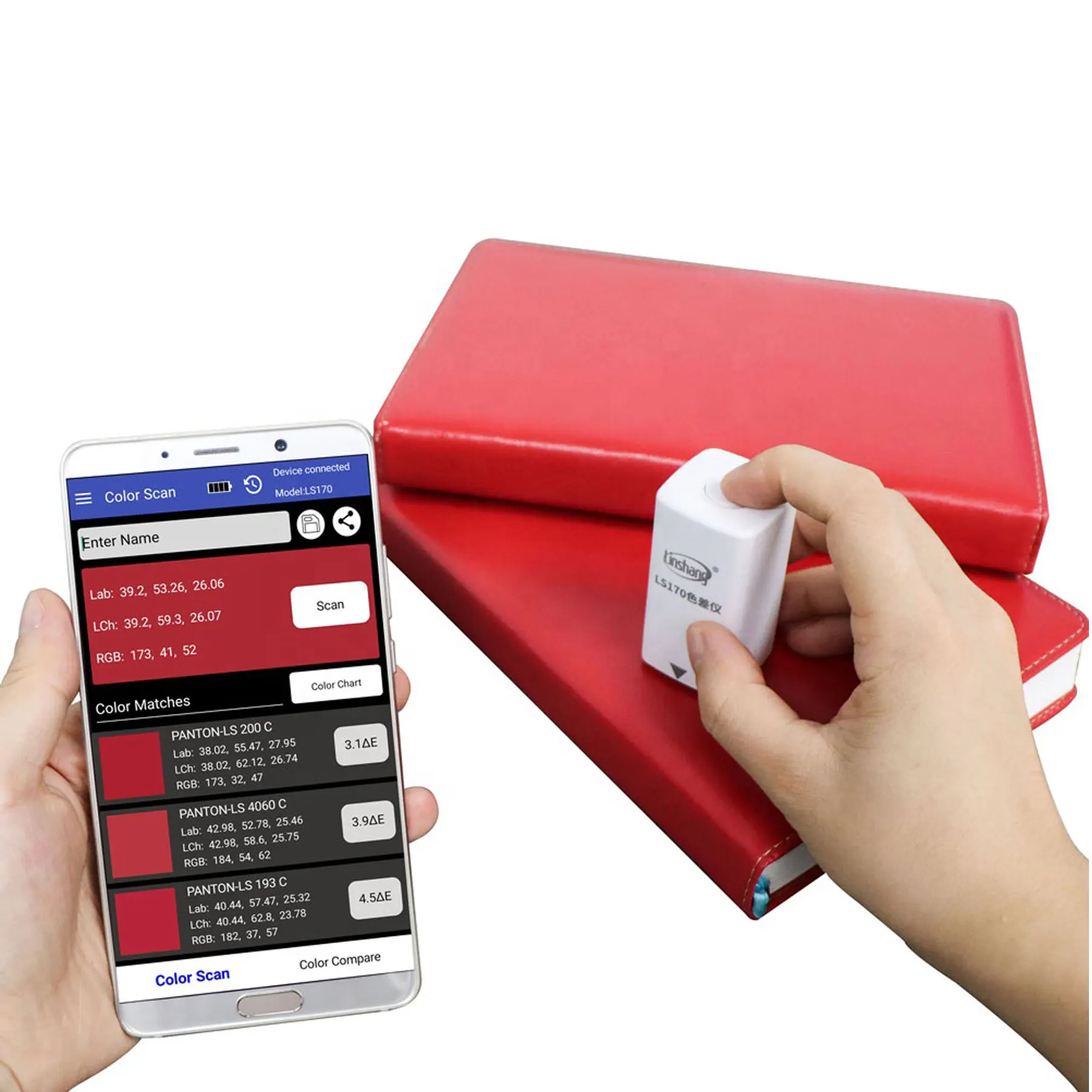 Portable LS170/LS171 colorimeter mobile phone APP Color analyzer with Bluetooth for paint paper metal color difference 8mm 6