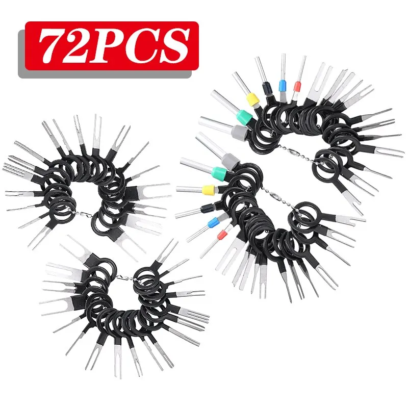 

72pc Steel Spring Plate Wire Terminal Removal Tool Car Motorcycle Auto Electrical Wiring Crimp Connector Pin Accessories