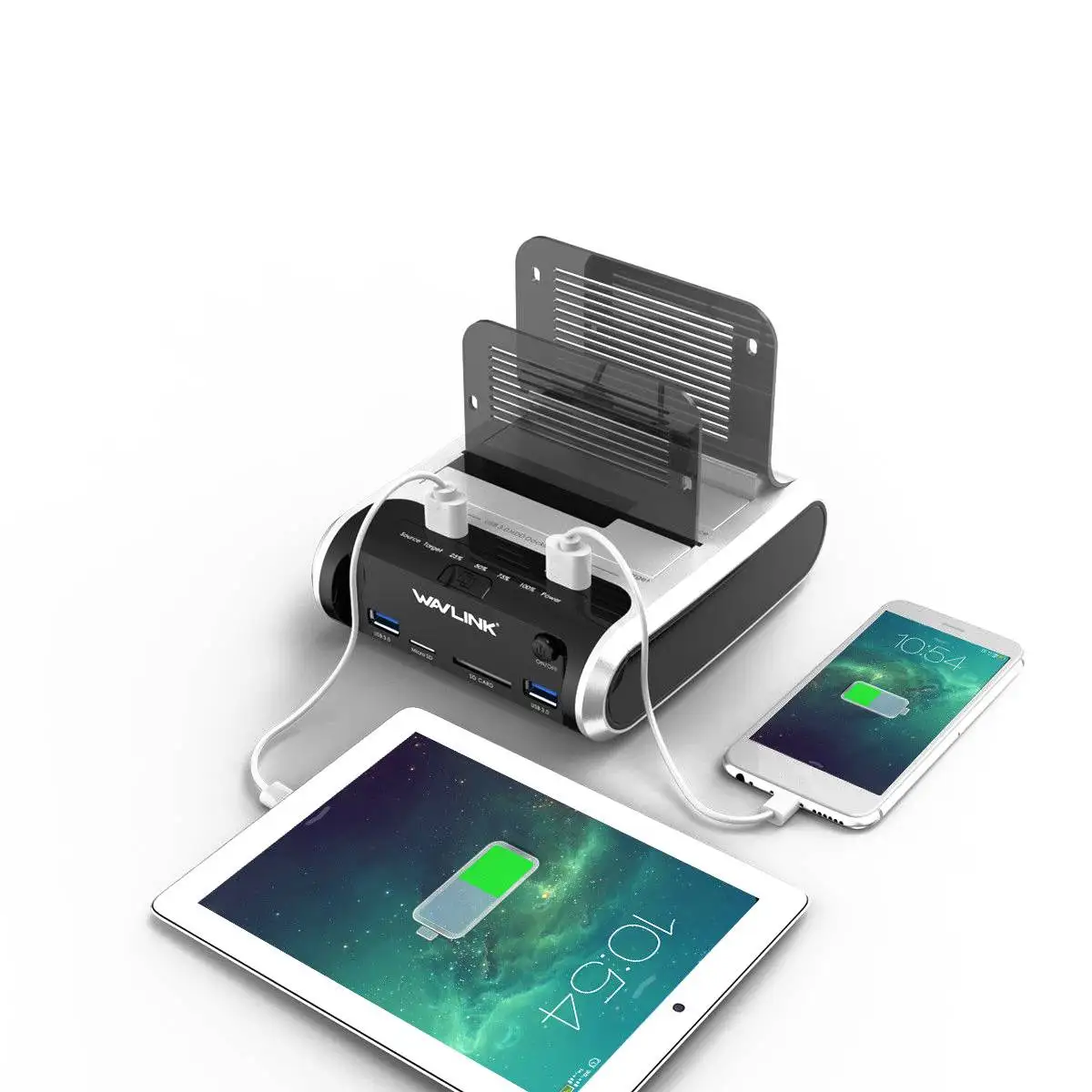 Wavlink 2,5 3,5 дюйма USB 3,0 на SATA двойной отсек жесткий диск Док-станция ж/офлайн клон и UASP кард-ридер для 2," и 3,5" HDD SSD