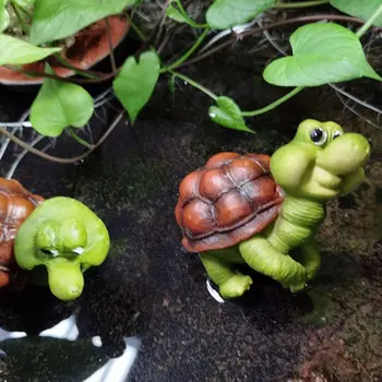 

3PCS Turtle Decoration Garden Flower Pot Decor Resin Tortoise Figurines Pot Crawl Decorative Potting Ornaments
