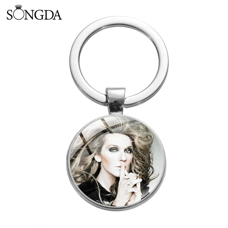 CelineDion бессаме известной певицы стеклянный купол для ключа цепи трендовые